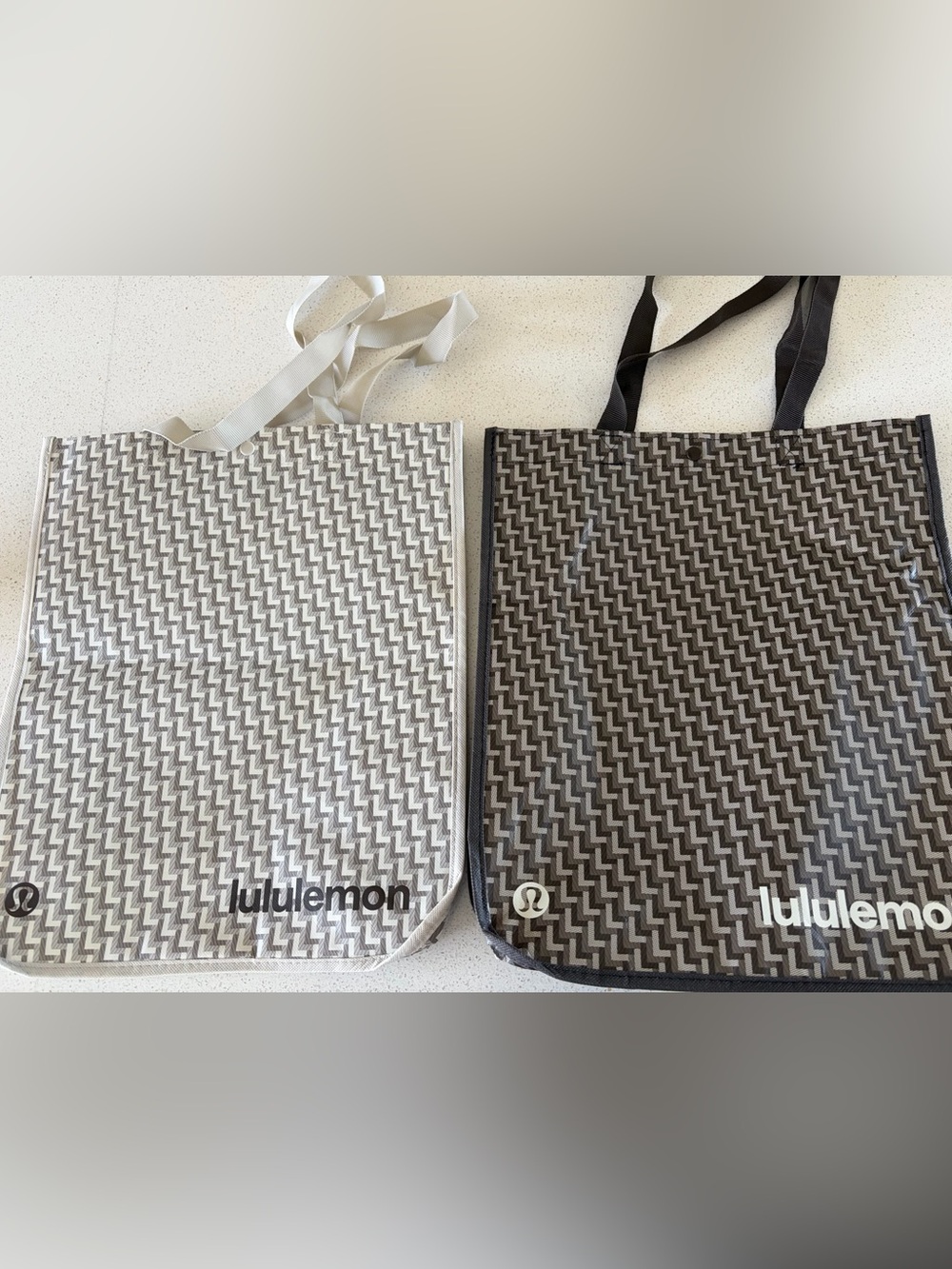 NEW Lot of 2 Lululemon Logo Large reusable shopping bags totes Duo